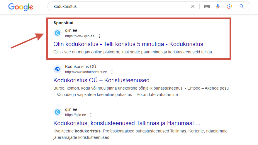 Результаты Рекламы в Google в Эстонии от специалиста